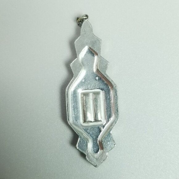 Vintage Black Rhinestone and Silver Tone Pendant, Art Deco Style, Retro Estate - Picture 4 of 7